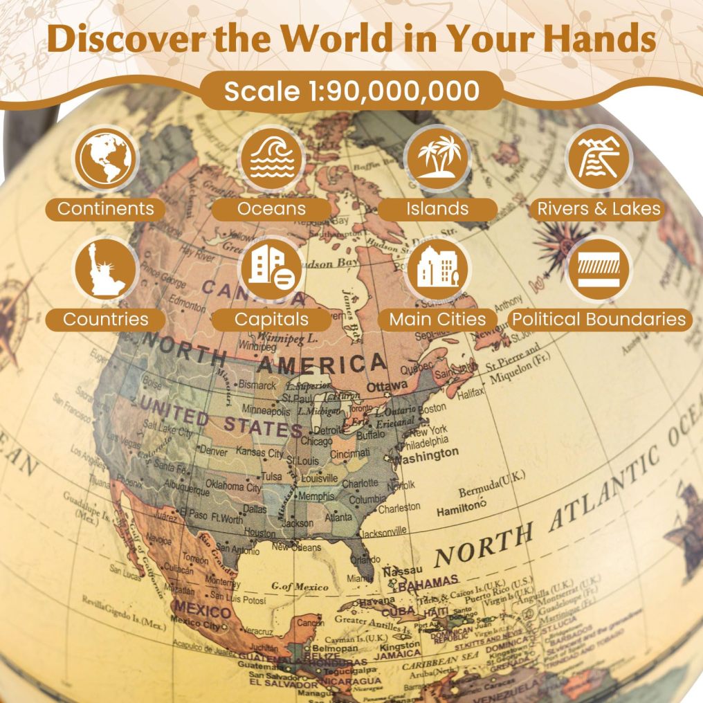 Antique Globe Dia 5.5 Inch for Home Office School