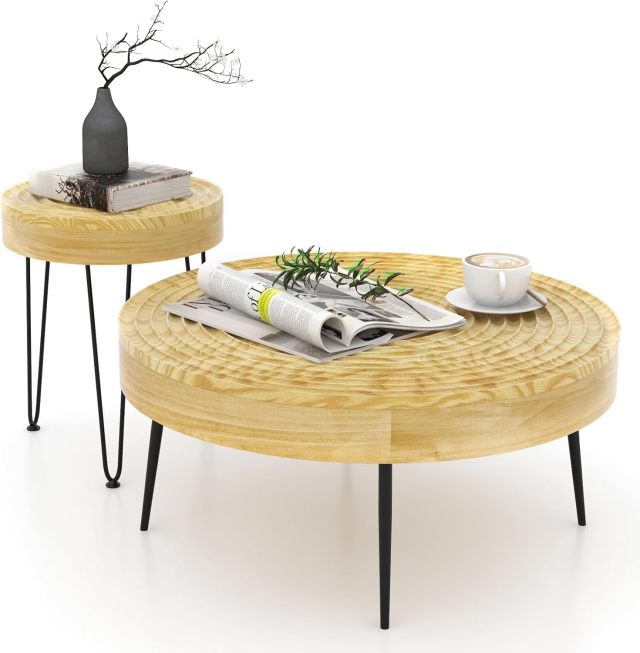 Farmhouse Round Coffee Table Set of 2