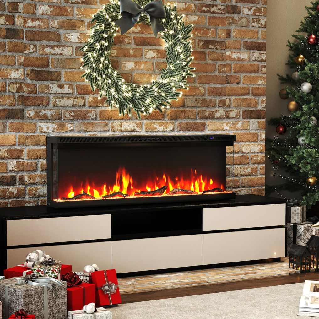 3-Sided View 50-inch Electric Fireplace Insert