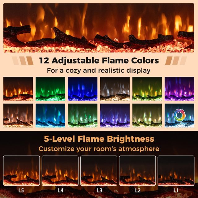 3-Sided View 50-inch Electric Fireplace Insert