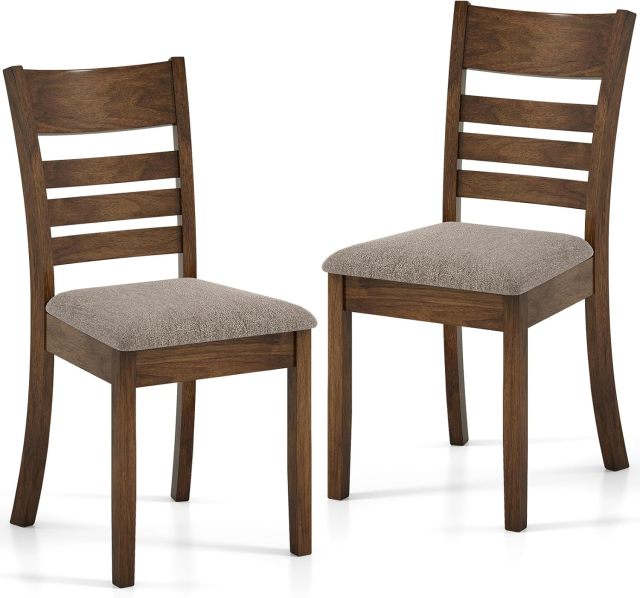 Wooden Dining Chairs Set of 2/4 Solid Rubberwood Frame Kitchen Side Chairs w/Upholstered Padded Seat
