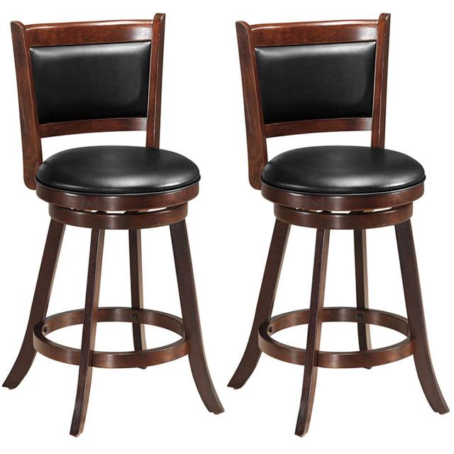 Accent Wooden Swivel Back Counter Height Bar Stool for Dining and Living Room