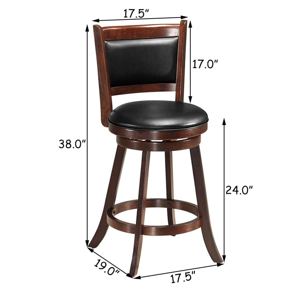 Accent Wooden Swivel Back Counter Height Bar Stool for Dining and Living Room