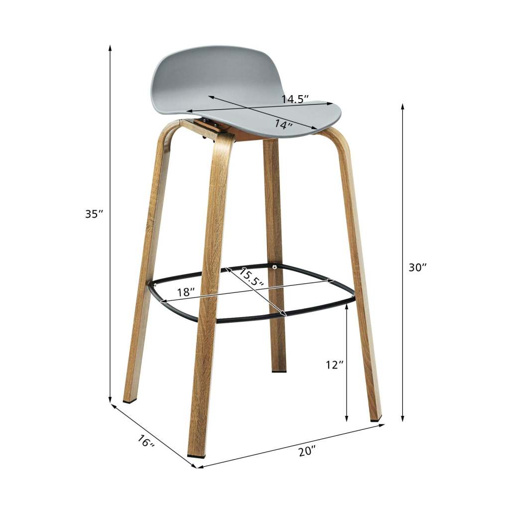 30 Inch Height Modern Minimalist Bar Chairs with Footrest