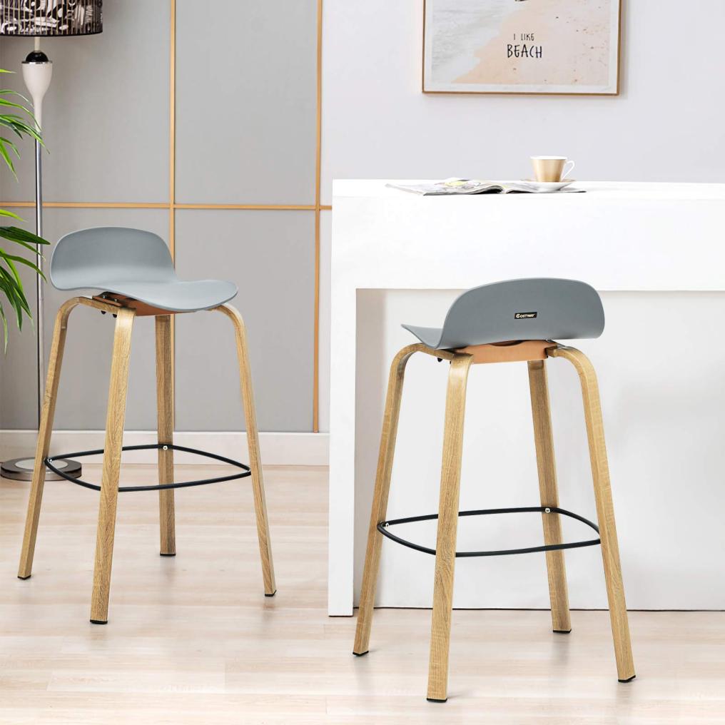 30 Inch Height Modern Minimalist Bar Chairs with Footrest