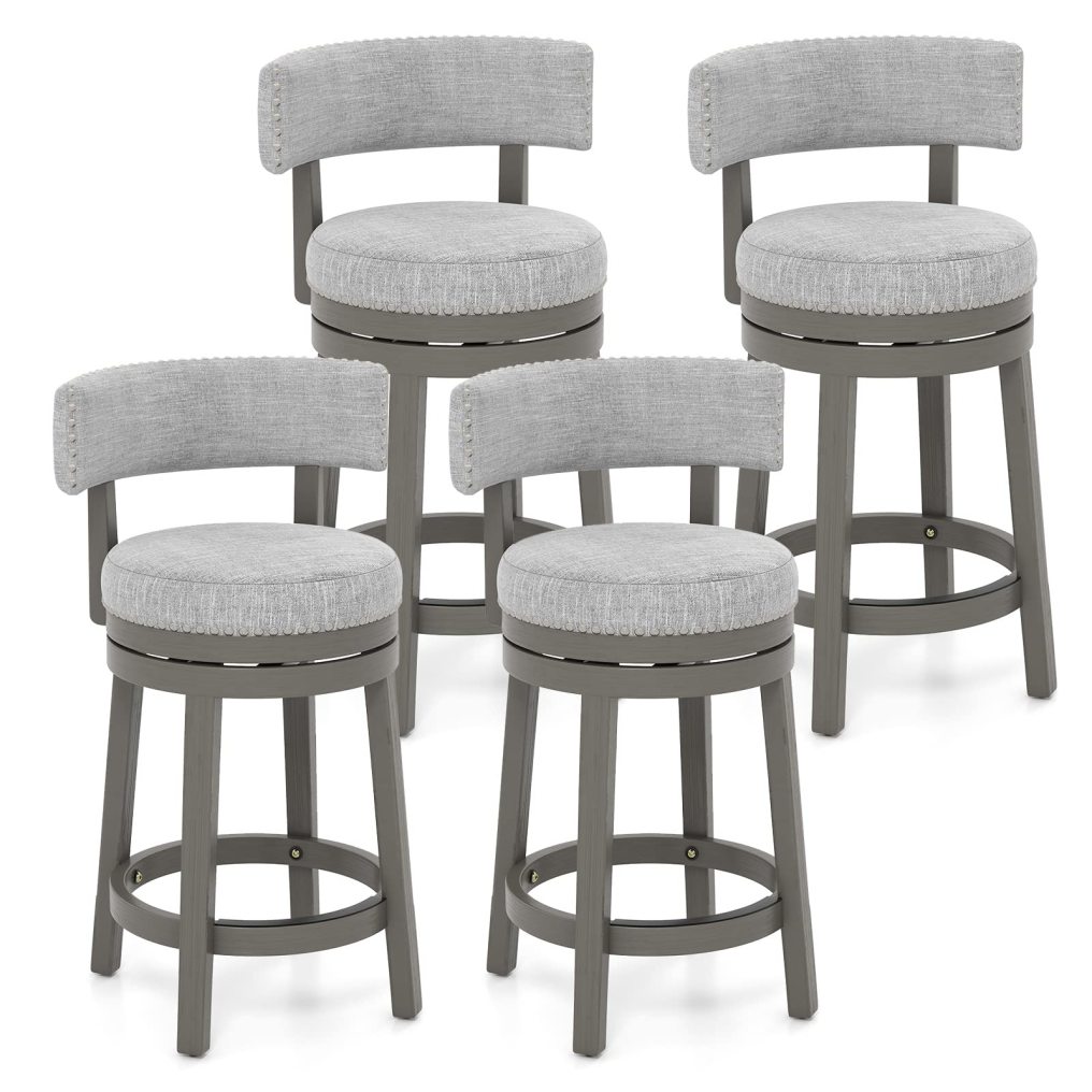27/31-inch 360° Swivel Barstool with Upholstered Back & Seat