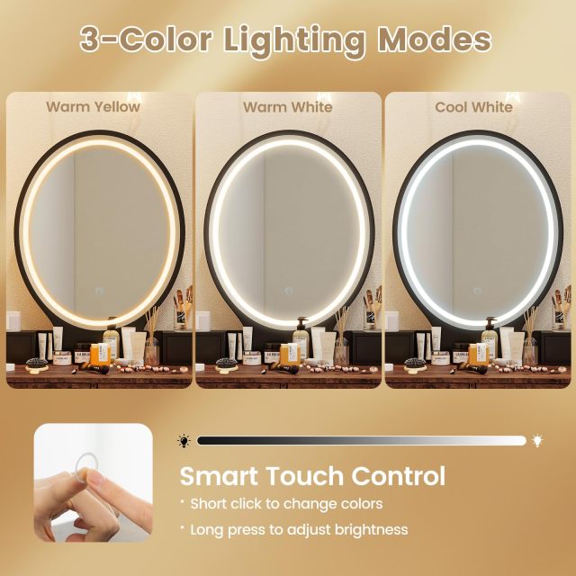 Vanity Desk Set with Mirror and Lights for Women Girls