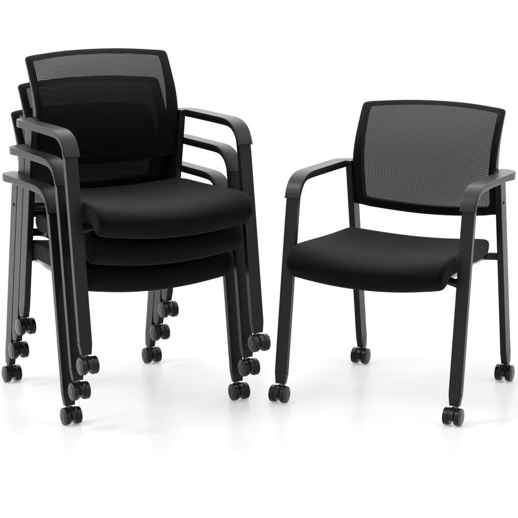 Office Guest Chairs Stackable Conference Room Chairs with Wheels