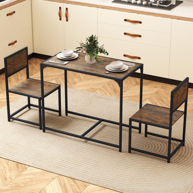 ARLIME Small Dining Table for 2 | Industrial Table and Chairs Set w/Metal Frame