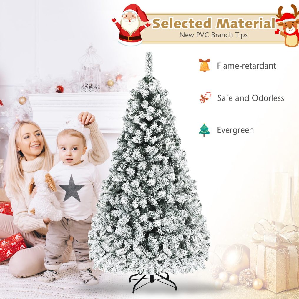 6 FT Pre-Lit Christmas Tree with 600 Branches Tips & 250 LED Lights
