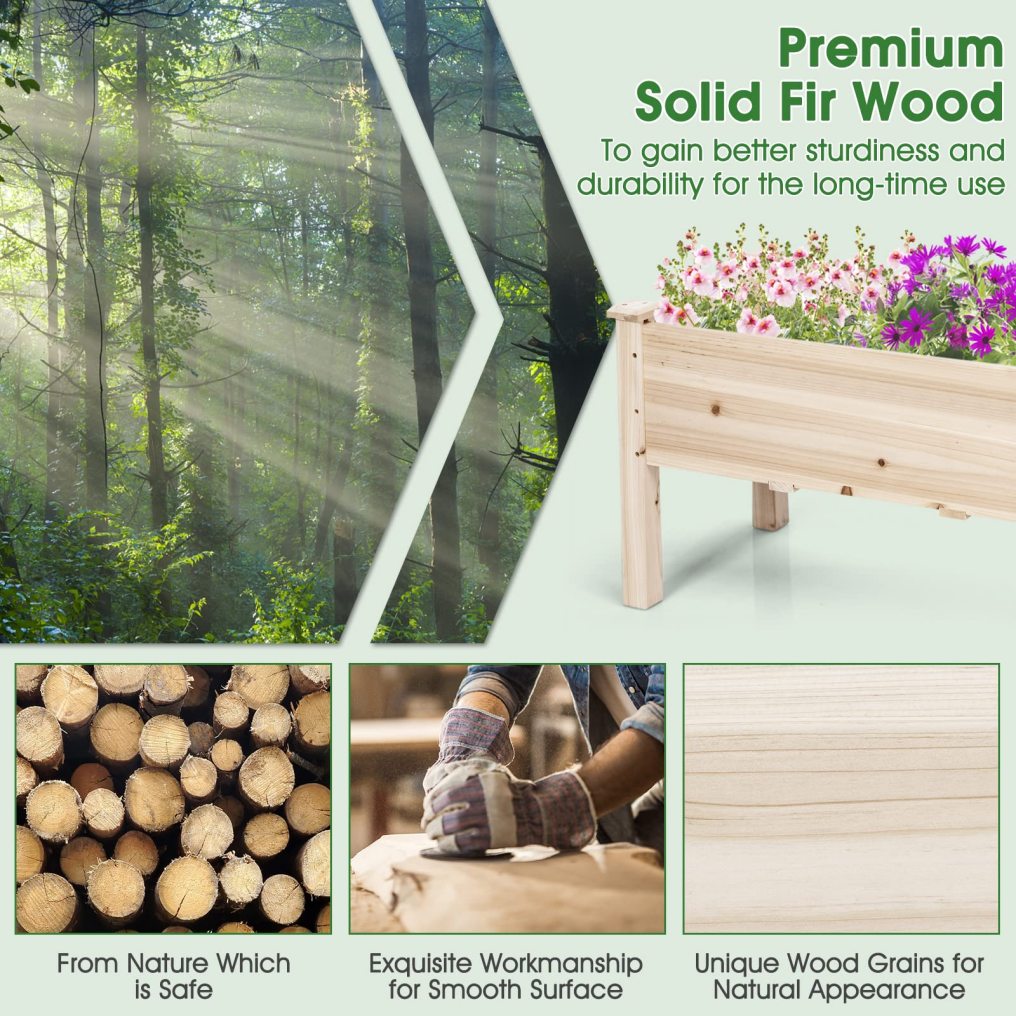 Elevated Wooden Planter Box Stand with Large Planting Space
