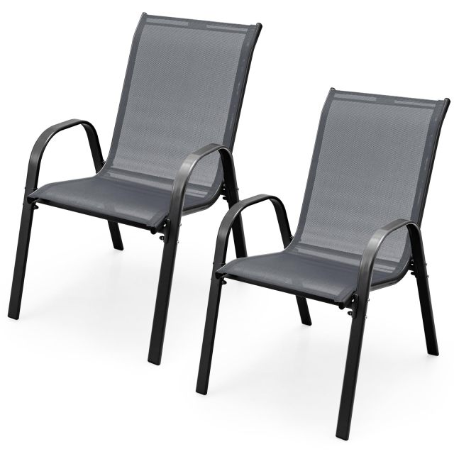 Patio Dining Chairs Set of 2/4 Stackable Outdoor Chairs