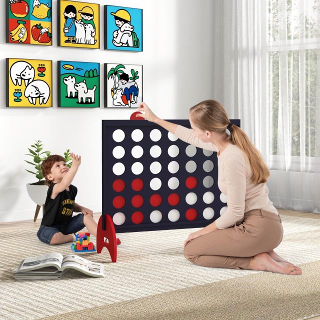 Giant 4-to-Score Game Set 4-in-A-Row Game Set w/42 PCS Jumbo Rings & 600D Oxford Fabric Carrying Bag