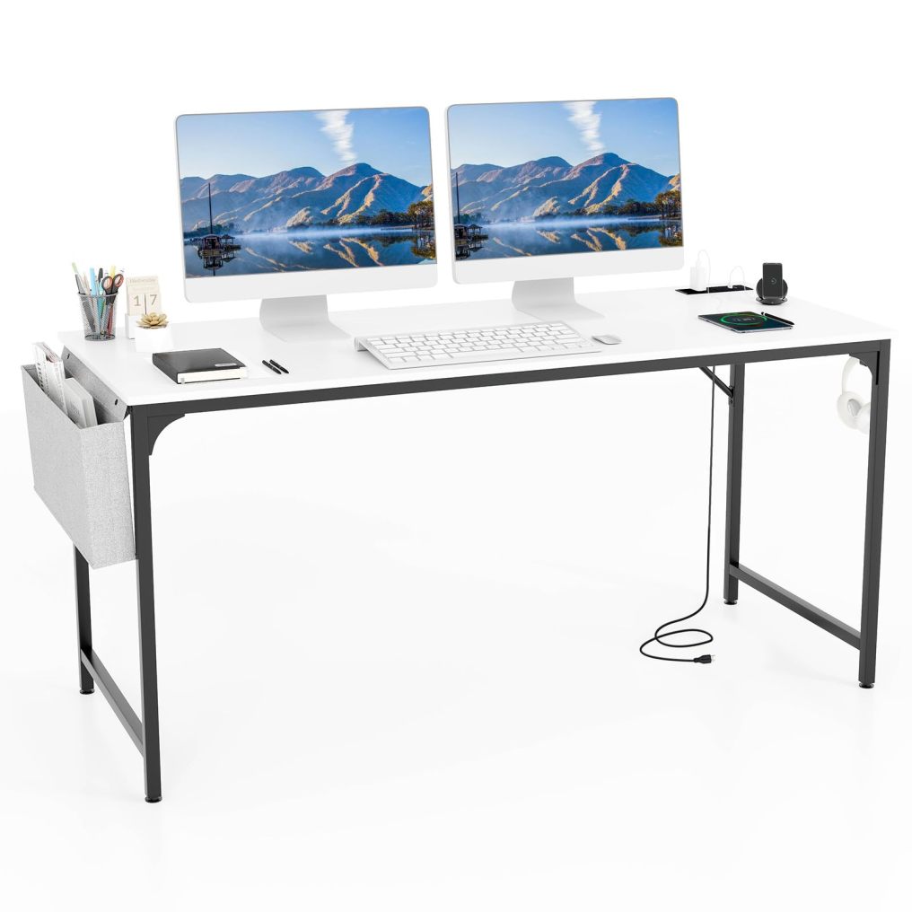Home Office Desk 32 Inch Computer Desk with Recessed Power Strip