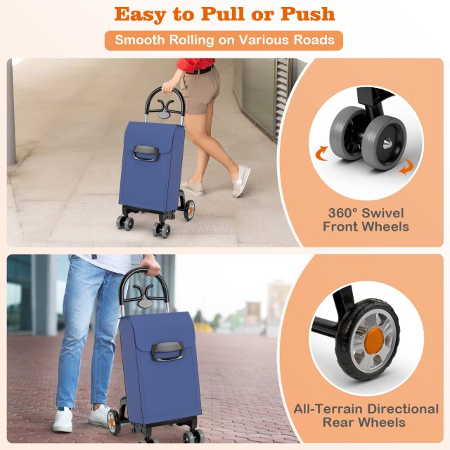 6-Wheel Trolley Dolly 2-in-1 Heavy Duty Hand Truck w/Removable & Waterproof Bag