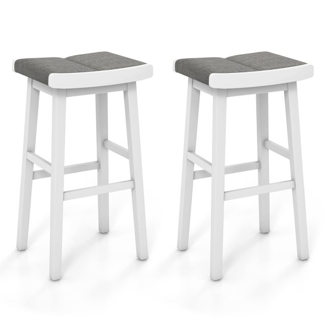 31.5-inch Counter Height Bar Stools Set of 2/4 Backless Vanity Chair for Makeup with Rubber Wood Frame