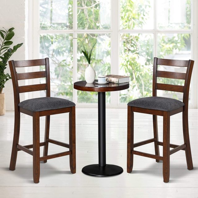 Set of 2/4 Counter Height Bar Stool with Solid Rubber Wood Frame