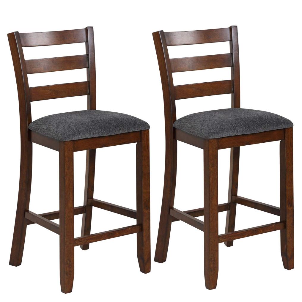 Set of 2/4 Counter Height Bar Stool with Solid Rubber Wood Frame
