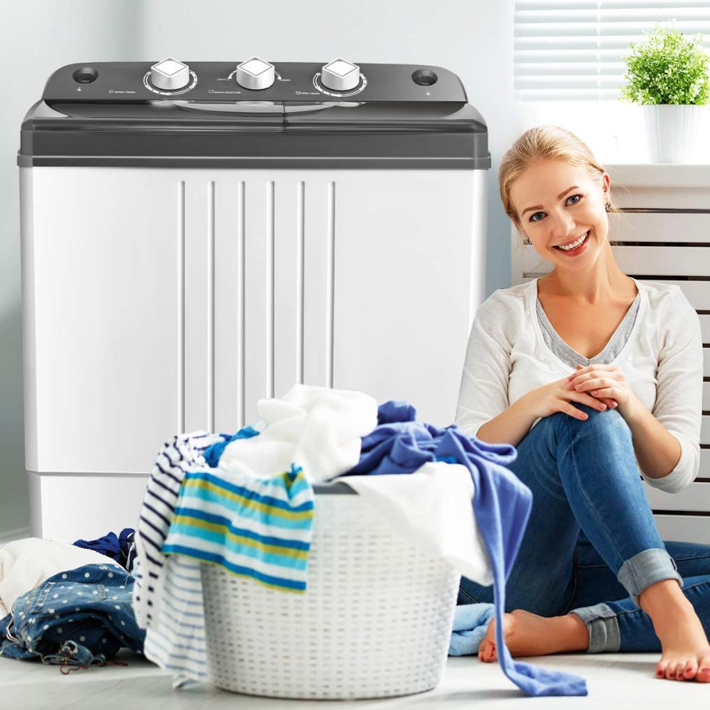 Portable Washing Machine, Twin Tub 20Lbs Capacity, Washer(12Lbs) and Spinner(8Lbs)