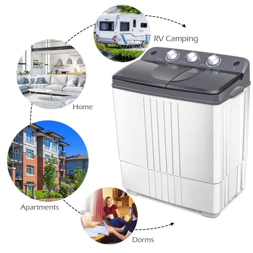 Portable Washing Machine, Twin Tub 20Lbs Capacity, Washer(12Lbs) and Spinner(8Lbs)