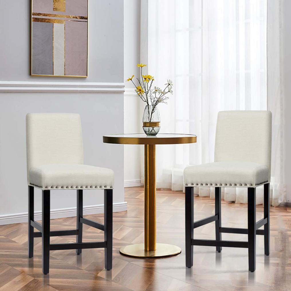 Bar Stools Set of 2/4 Upholstered Counter Height Bar Stools