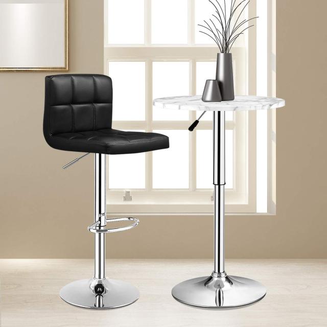 Modern Swivel Adjustable Height PU Leather Barstools with Back