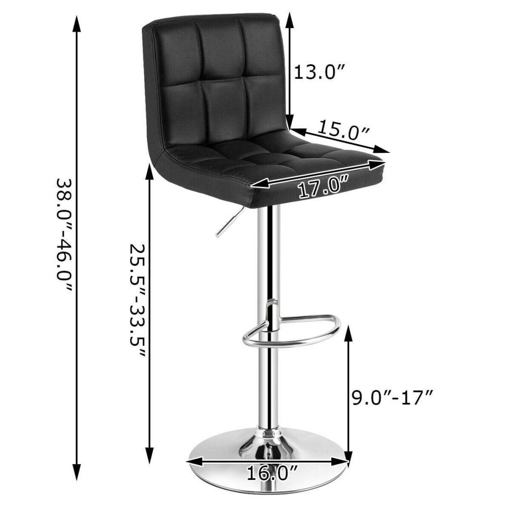 Modern Swivel Adjustable Height PU Leather Barstools with Back