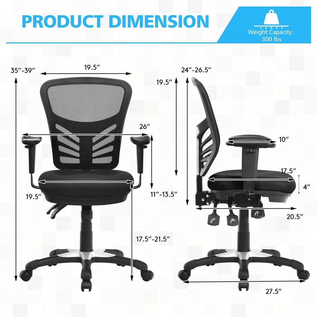 Ergonomic Mesh Office Chair for Working Studying Gaming