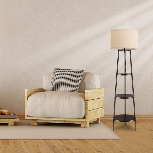 ARLIME Floor Lamp with 3-Tier Shelves - Modern Standing Corner Floor Lamp