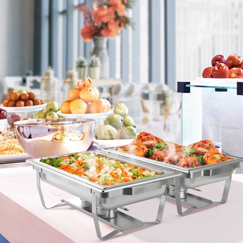 Chafing Dish Buffet Set 9 QT Large Capacity 2 Food Pans Water Pans & Fuel Holders