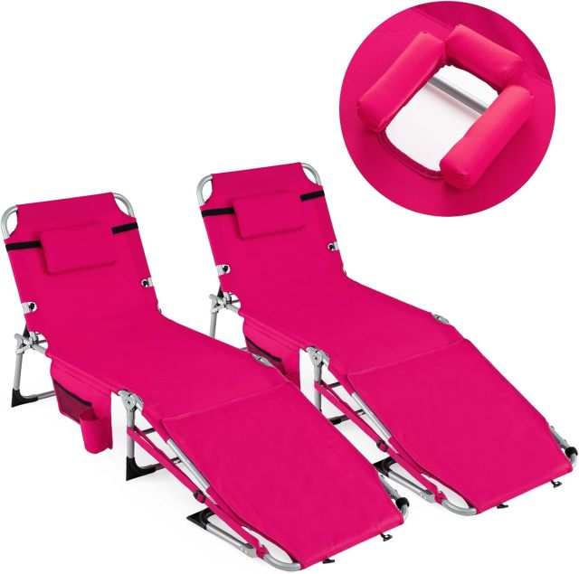 Tanning Chair with Face Arm Holes | Portable Sunbathing Chair w/4-Level Backrest (1/2)