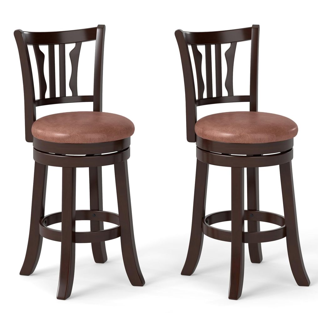 26"/30" Counter Height Stools Set with Backrest & Faux Leather Padded Seat