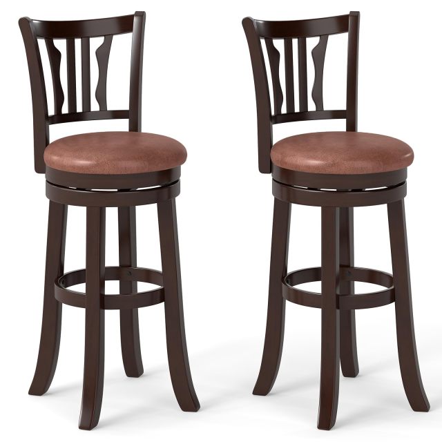 26"/30" Counter Height Stools Set with Backrest & Faux Leather Padded Seat