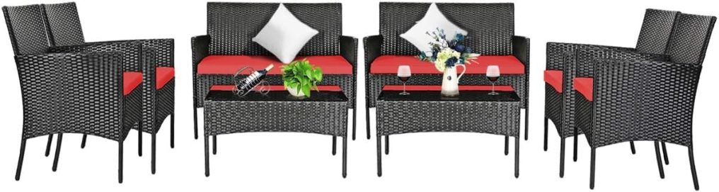4/8 Pieces Patio Rattan Furniture Set Outdoor Rattan Conversation Set