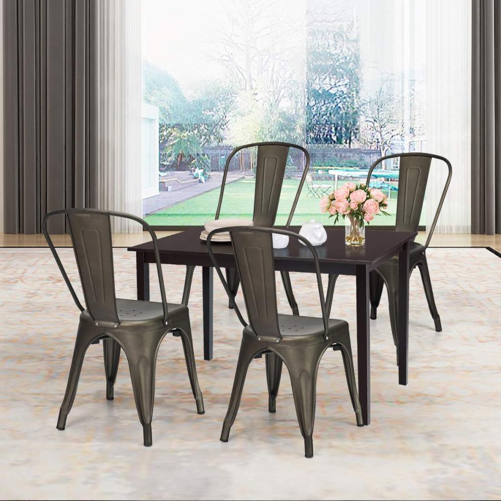 18 Inch Dining Chair Set of 4 with Detachable High Backrest for Home