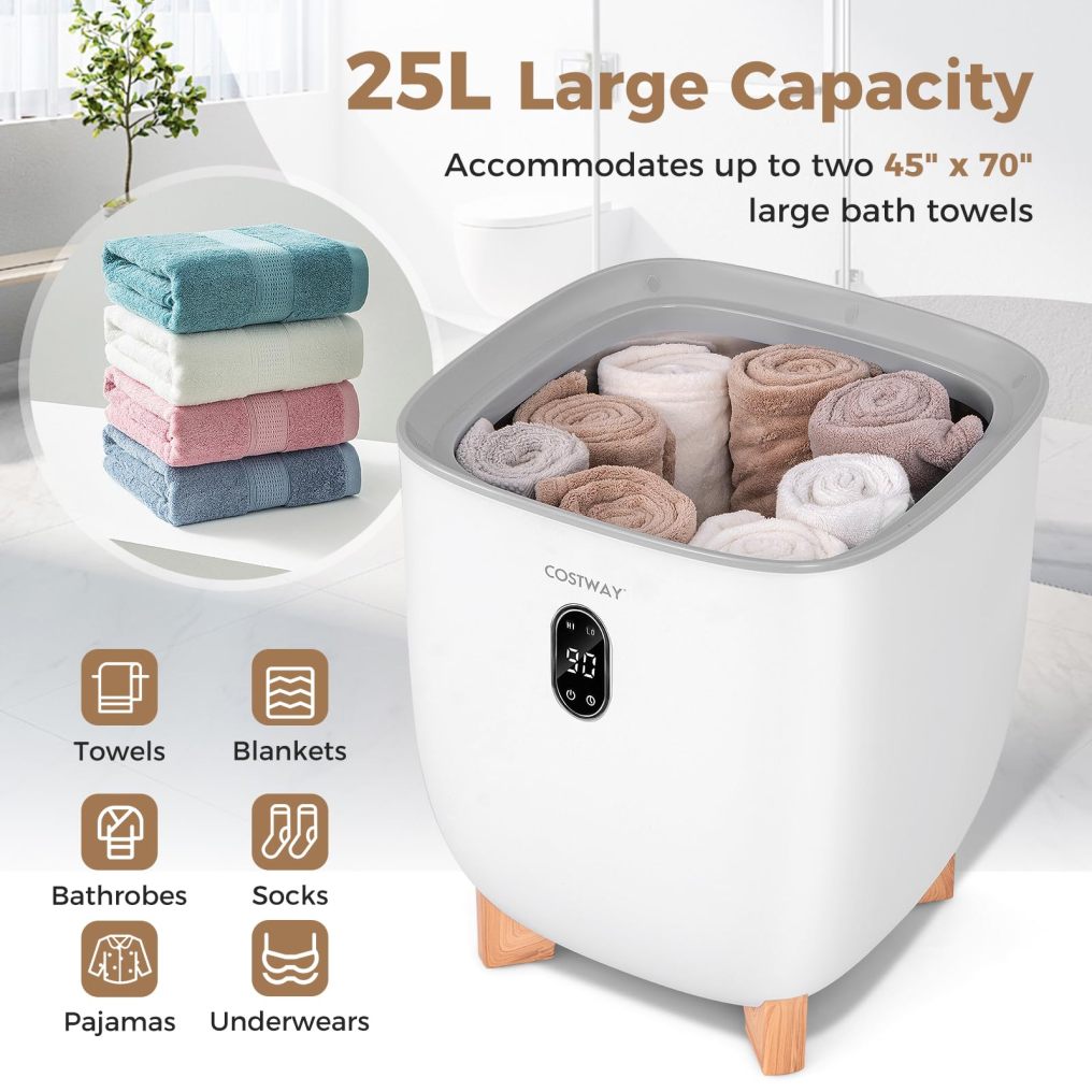 Towel Warmer for Bathroom Upgraded 25L Towel Heater with 2 Fragrant Disc Holders Blanket Warmer with 4-Level Timer