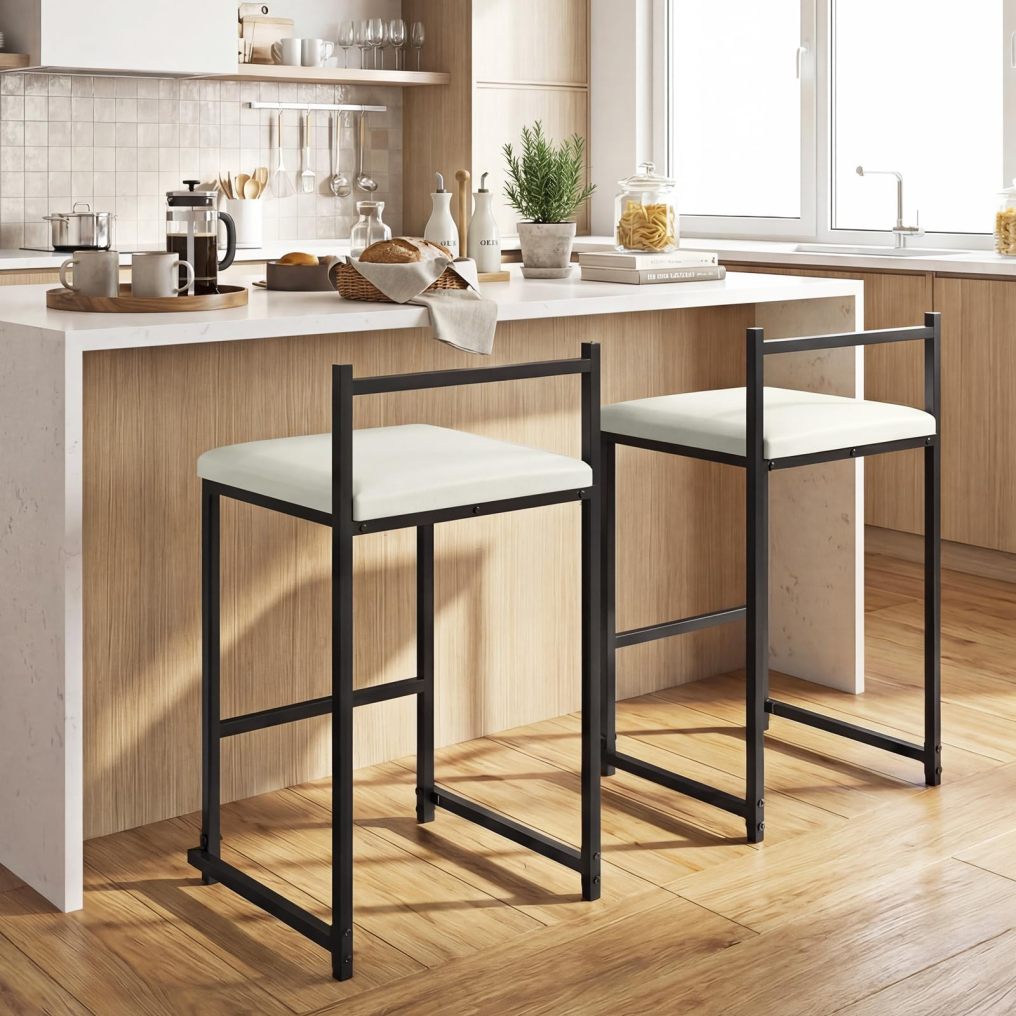 Barstools Set of 2/4 Stackable Counter Height Bar Chairs
