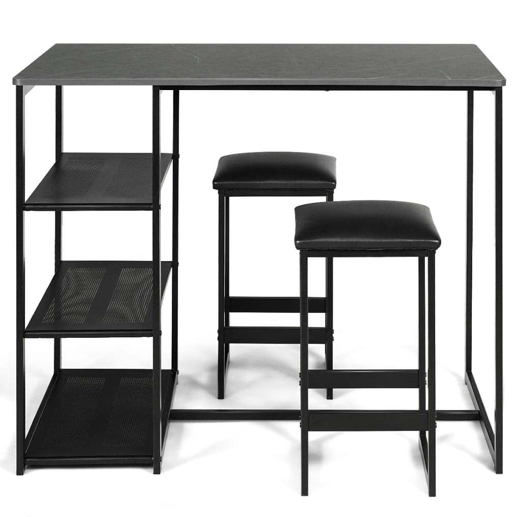 3 Piece Dining Set with Rectangular Faux Marble