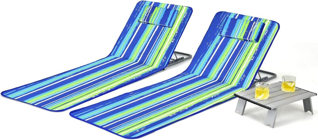 ARLIME 3-Piece Beach Lounge Chairs Outdoor Lounger with Side Table