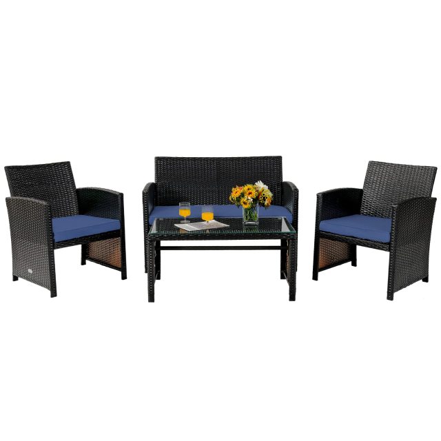 Patio Furniture Set 4/8 Pieces Outdoor Wicker Chairs