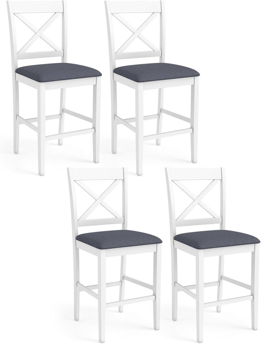 24 Inch Counter Height Barstools with Rubber Wood Frame, Footrest (2/4)