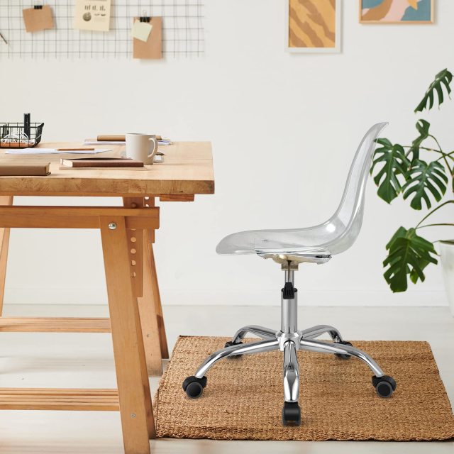 Acrylic Clear Desk Chair Armless Swivel Vanity Ghost Plastic Chair