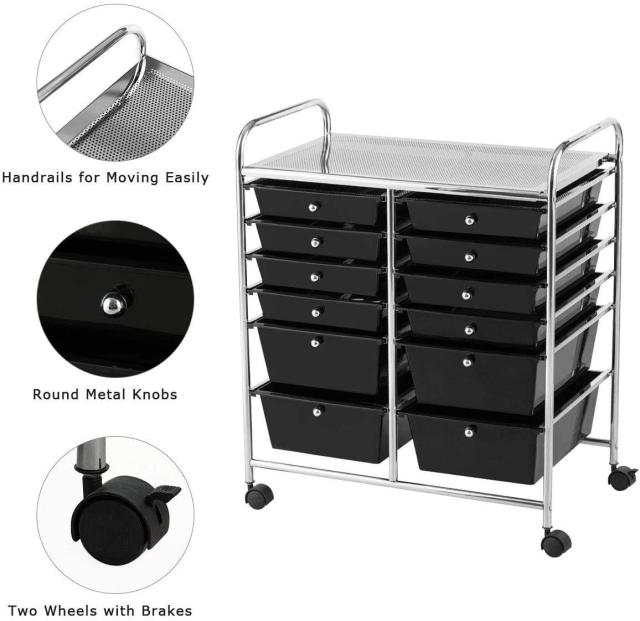 12-Drawer Rolling Storage Cart 12 Drawer Organizer Trolley