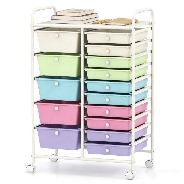 ARLIME 15-Drawer Storage Cart, 15 Drawer Trolley, Rolling Organizer Cart