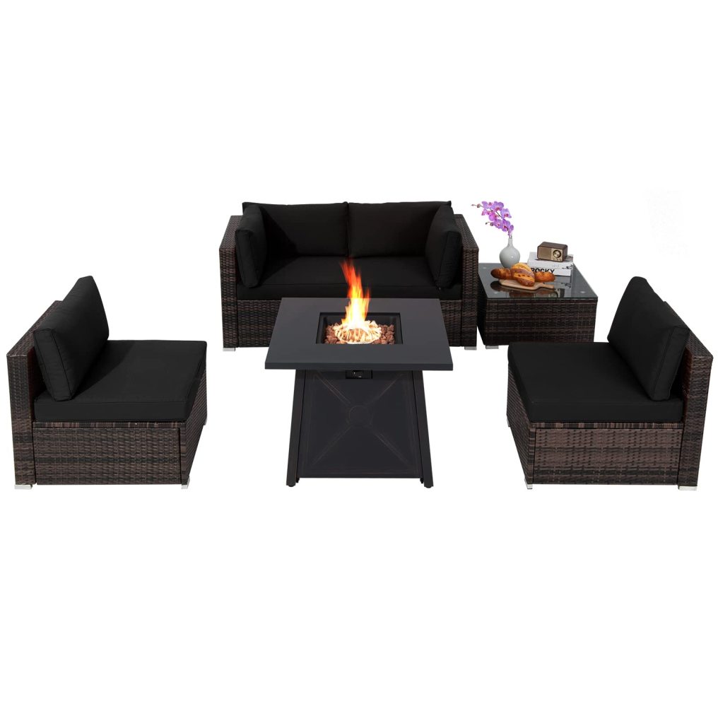 6 Piece Patio Furniture Set with 30'' Fire Pit Table