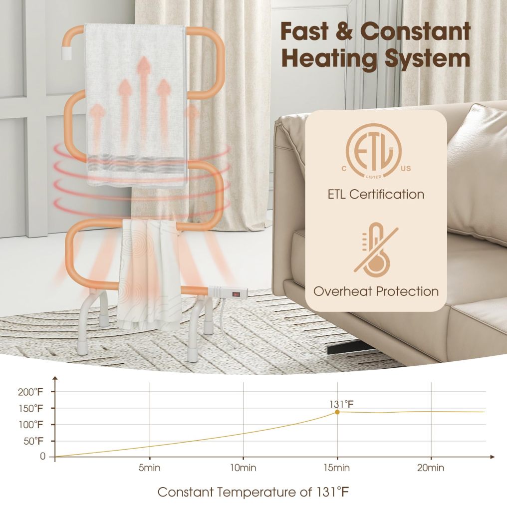 ARLIME Towel Warmer and Drying Rack, Electric Heated Towel Warmer