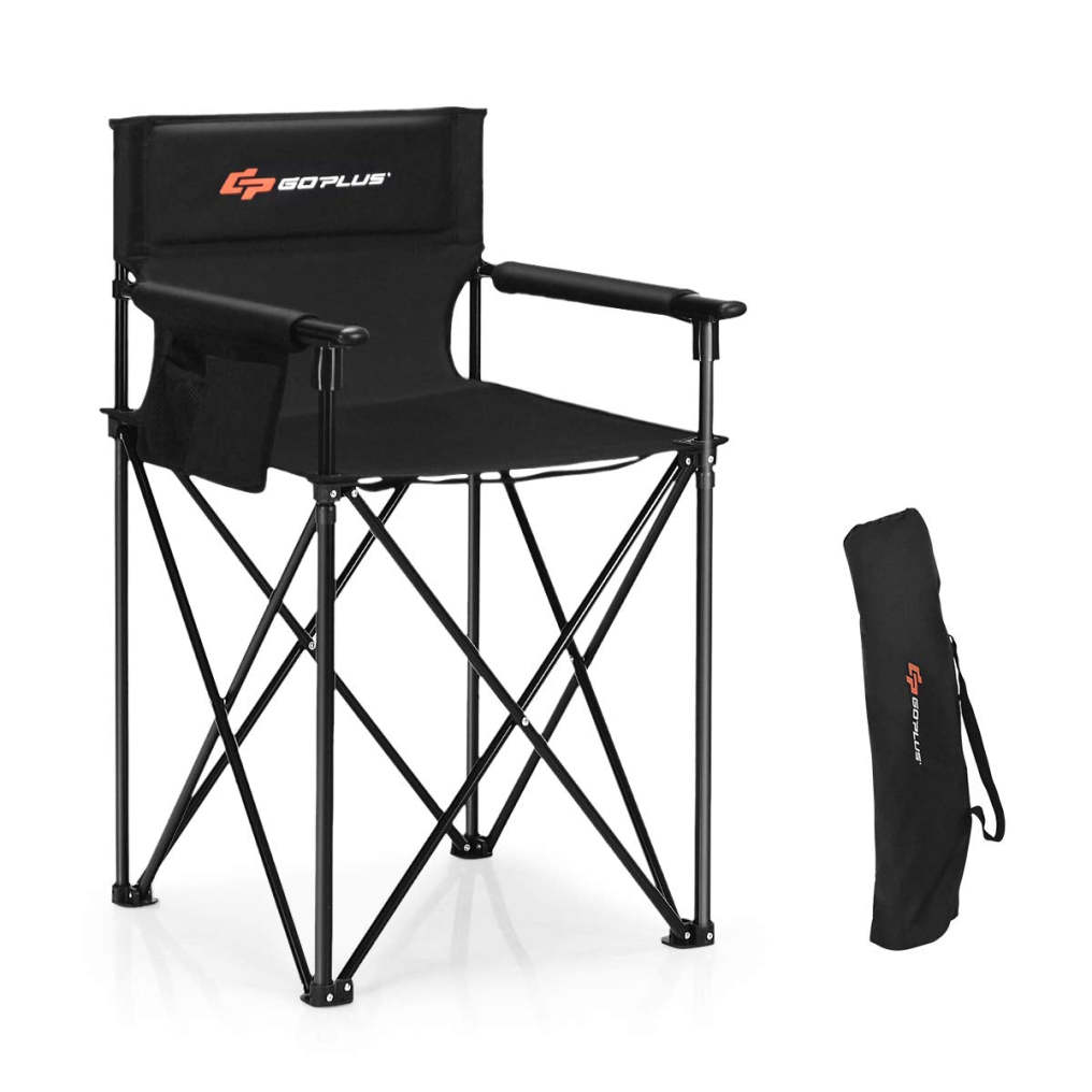 38.5” Height Portable Tall Directors Chair with Storage Pouches & Detachable Armrests