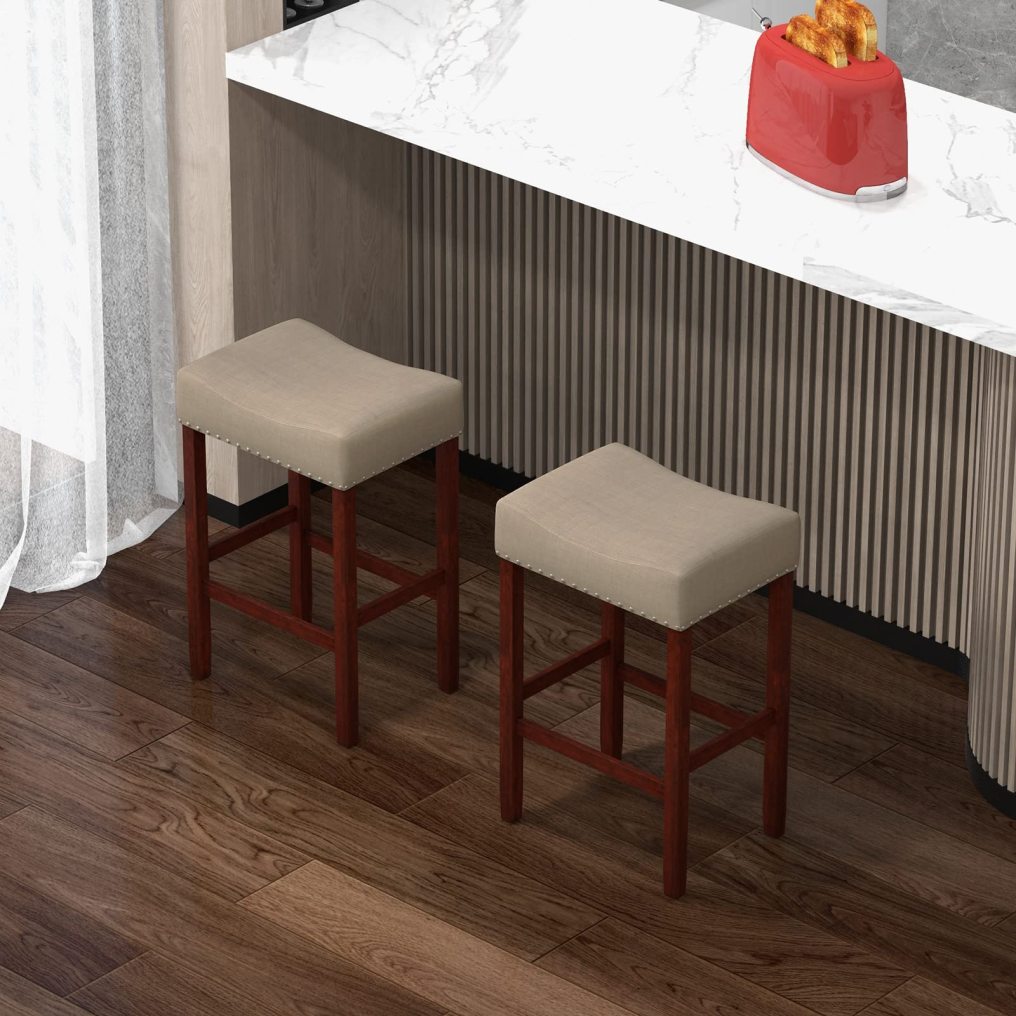 25-inch Counter Height Bar Stools Set of 2/4 Backless Vanity Chair for Makeup