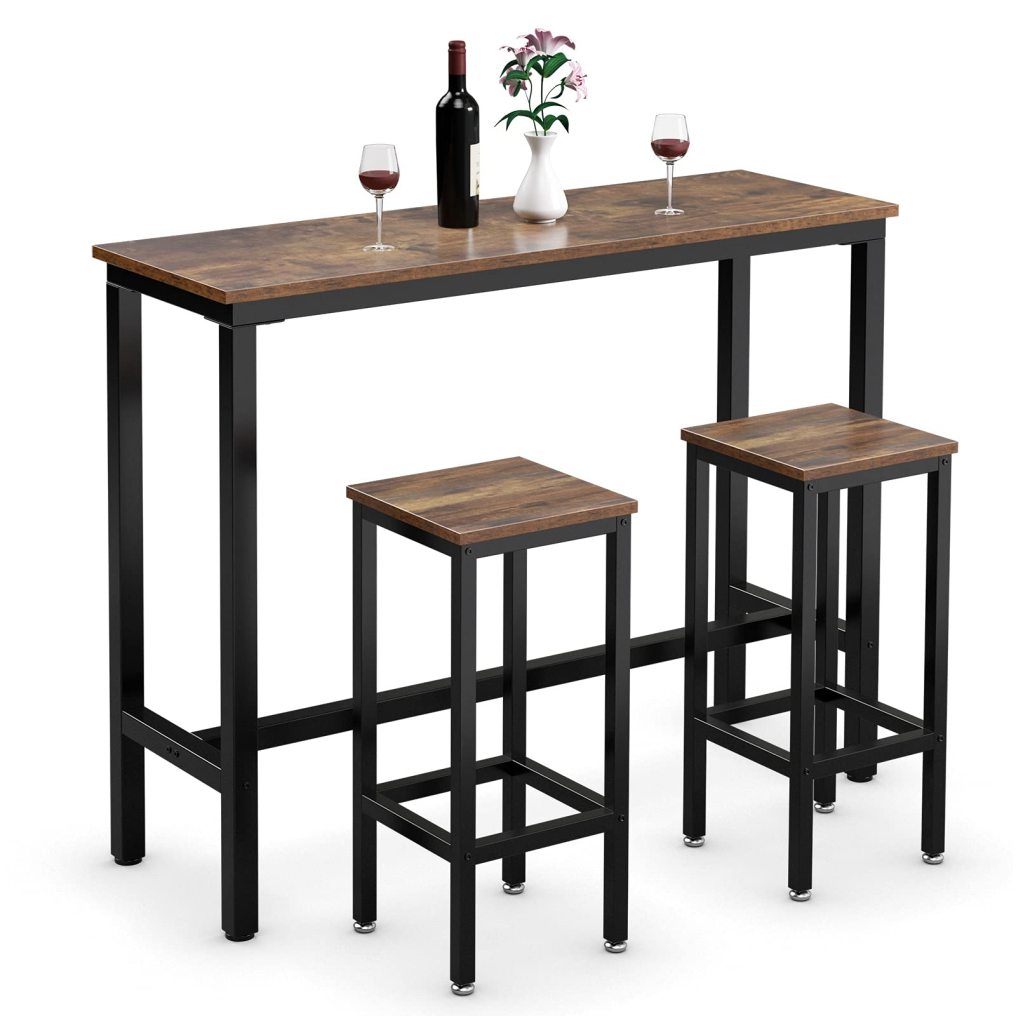 3-Piece Bar Table Set 39.5” Bar Table with 2PC 28” Bar Stools