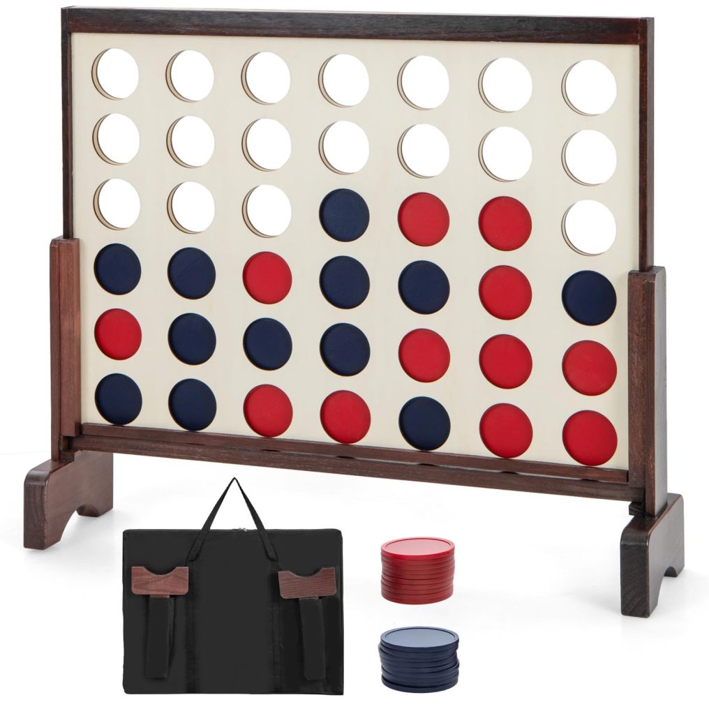 4-in-a-Row Game Set with 42 PCS Jumbo Rings & 600D Oxford Fabric Carrying Bag